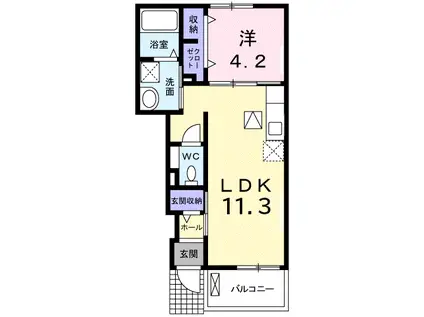 グラース・アビタシオンII(1LDK/1階)の間取り写真