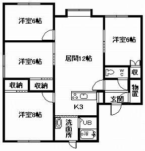 ロイヤルパレスB棟(4LDK/2階)の間取り写真