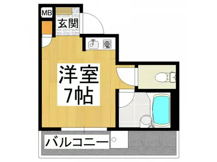 スカイ南花台(ワンルーム/6階)の間取り写真