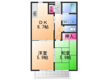 プレジール・和泉(2DK/2階)の間取り写真