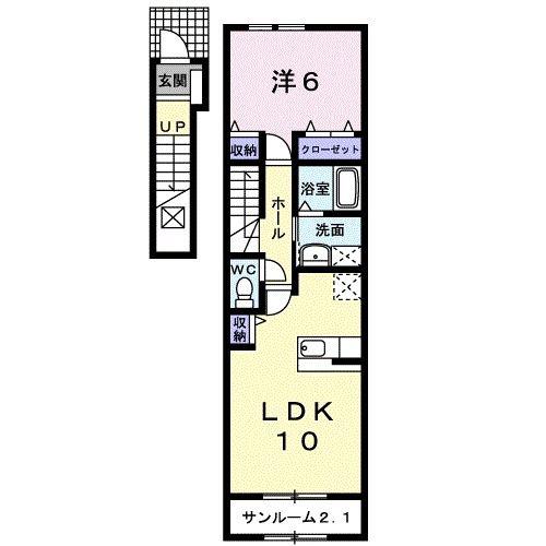 ベルメゾンIV(1LDK/2階)の間取り写真