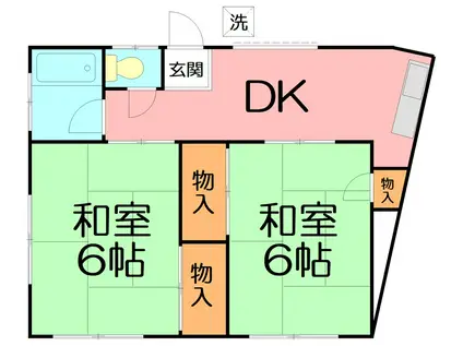 第二浜美荘(2K/1階)の間取り写真