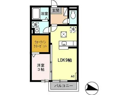 シャルマン高茶屋(1LDK/1階)の間取り写真