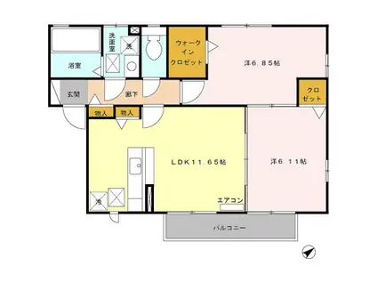 メゾン・ルアー 2棟(2LDK/1階)の間取り写真