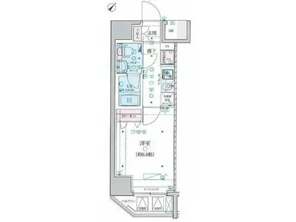 ジェノヴィア横浜関内IIスカイガーデン(1K/5階)の間取り写真