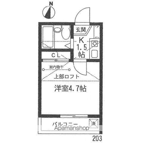 フローラII(1K/2階)の間取り写真
