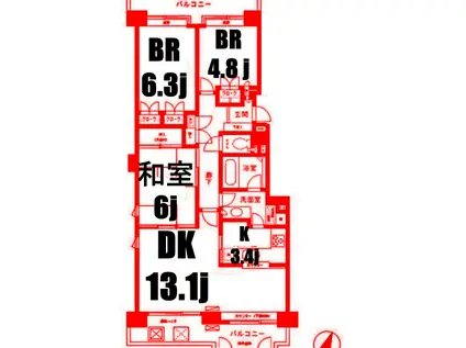 パークシティ本牧G棟(3LDK/5階)の間取り写真
