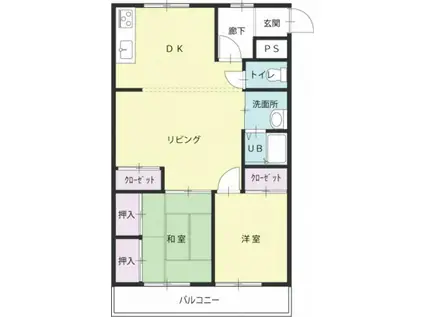 平町マンション(2LDK/1階)の間取り写真