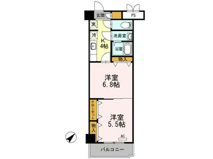 木下鉱産ビルII(2K/3階)の間取り写真