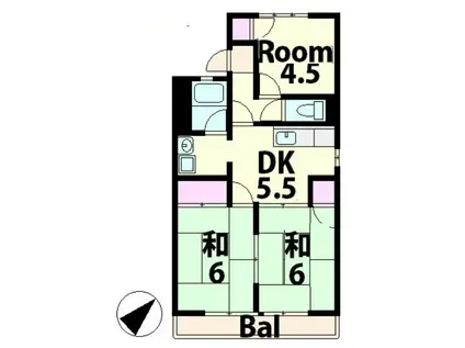グリーンタウン國本A棟(3DK/1階)の間取り写真