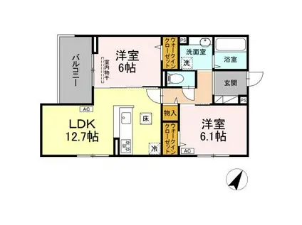 ヴィオルーチェ(2LDK/1階)の間取り写真