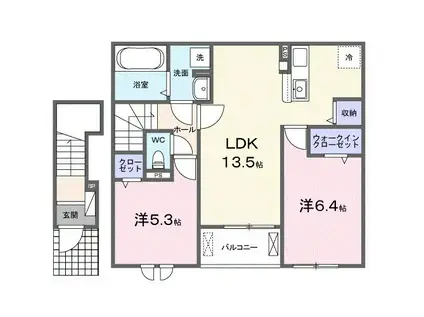 ゴールドメゾン(2LDK/2階)の間取り写真