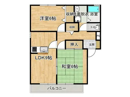 スピナッチハウス I II(2LDK/2階)の間取り写真