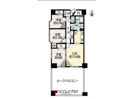 タウンシップ豊玉(3LDK/3階)の間取り写真