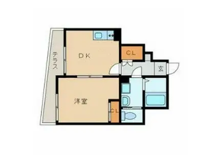 サウスONE(1DK/1階)の間取り写真