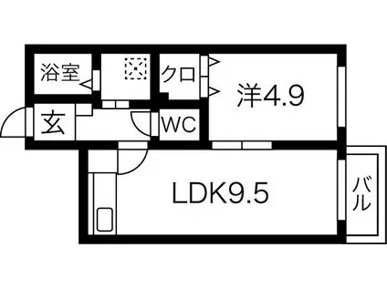 ディスティニー(1LDK/3階)の間取り写真