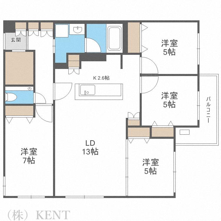 S-RESIDENCE南円山(4LDK/1階)の間取り写真