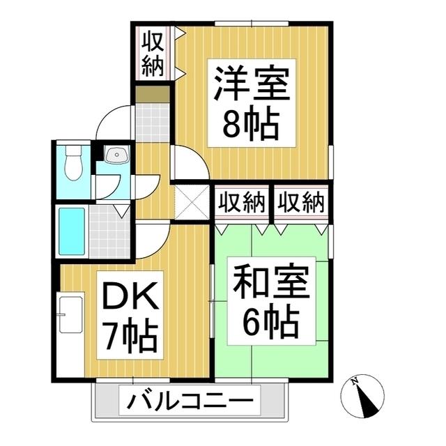 エスポアール小池A棟(2DK/1階)の間取り写真