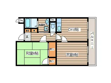 メゾン萩野町(2DK/4階)の間取り写真