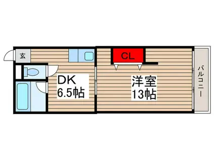 スドウビル(1DK/4階)の間取り写真