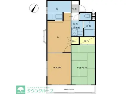 YAMAYOSHIセピア館(2LDK/2階)の間取り写真