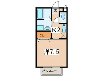 ノースヒル湘南(1K/1階)の間取り写真