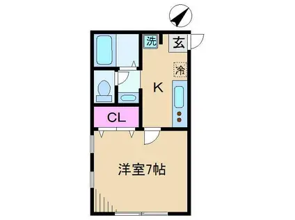 チェリーハウス(1K/2階)の間取り写真