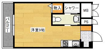 第6みぞたコーポ(ワンルーム/4階)の間取り写真
