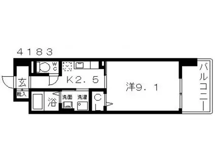 KIフー・ドアル・ティ・フェス・ビュー(1K/2階)の間取り写真