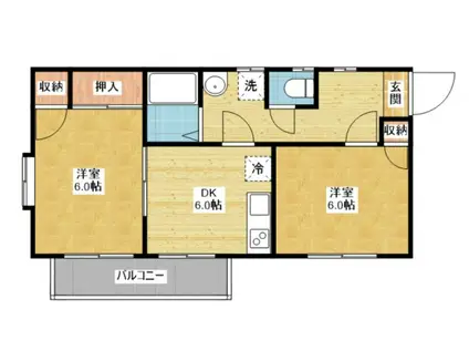 セントラルたちばな(2DK/3階)の間取り写真