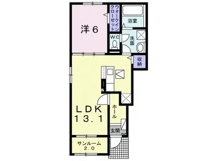 ヴァンヴェール西浜RS(1LDK/1階)の間取り写真