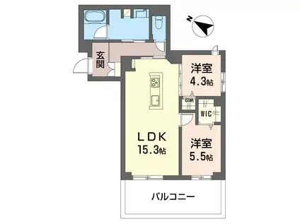 ジョイアスガード浦和美園(2LDK/1階)の間取り写真