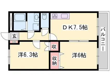 エ・パ・スウィール(2DK/1階)の間取り写真