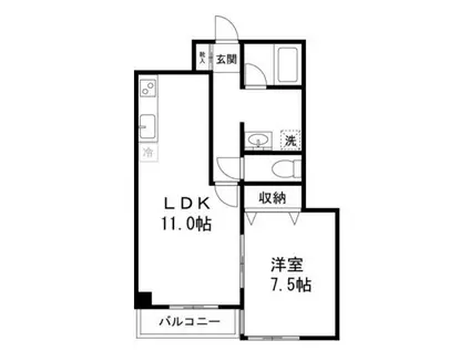 ハイリード・セイフウ(1LDK/10階)の間取り写真