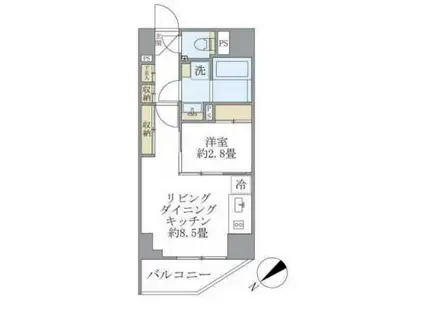 ルネサンス赤坂プレミアムコート(1LDK/2階)の間取り写真