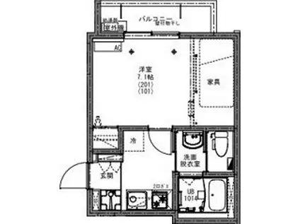 KEIAI RESIDENCE 北小金II(1K/2階)の間取り写真