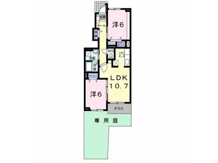 GRACEI(2LDK/1階)の間取り写真