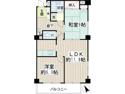 サニーテラス西寺尾(2LDK/2階)の間取り写真