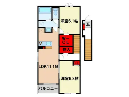 ニューライズ・H(2LDK/2階)の間取り写真