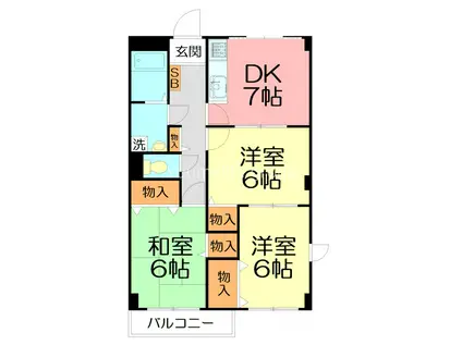 ヤマタケハウス(3DK/3階)の間取り写真