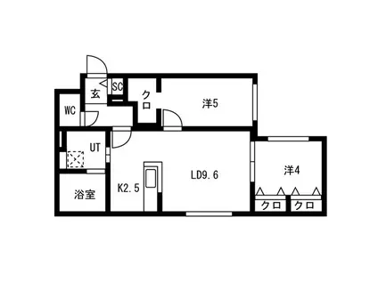 MUT福住(2LDK/3階)の間取り写真