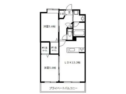 モンクール香椎駅前(2LDK/6階)の間取り写真