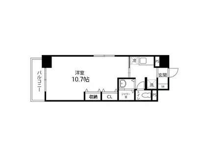 PRESIDENT IN 上杉(1K/5階)の間取り写真