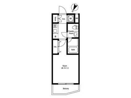 RELUXIA成増II(1K/3階)の間取り写真