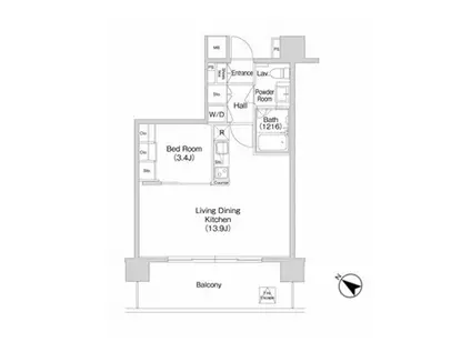 コンフォリア南砂町(1LDK/17階)の間取り写真