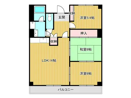 ファミール若園(3LDK/3階)の間取り写真