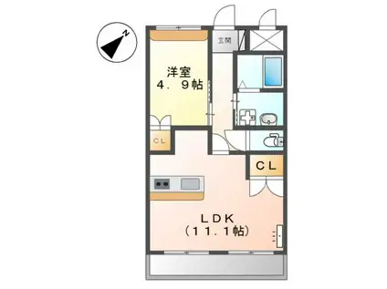 プランドール・アムール SY(1LDK/1階)の間取り写真