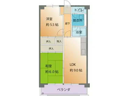 ベーシックマンション(2DK/2階)の間取り写真