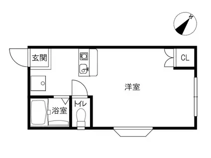 リバービュー杜の里(ワンルーム/2階)の間取り写真