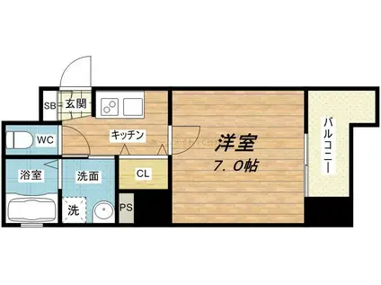 PARK HILLS 玉造 AGERATE(1K/9階)の間取り写真